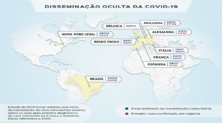 Mapa da disseminação da Covid-19. Mai., 2020. Ilustração: Jefferson Mendes.